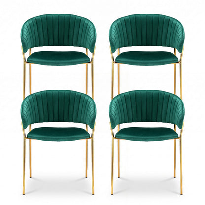 Artiss Dining Chairs Set of 4 Velvet Hollow Armchair Green - Image 3