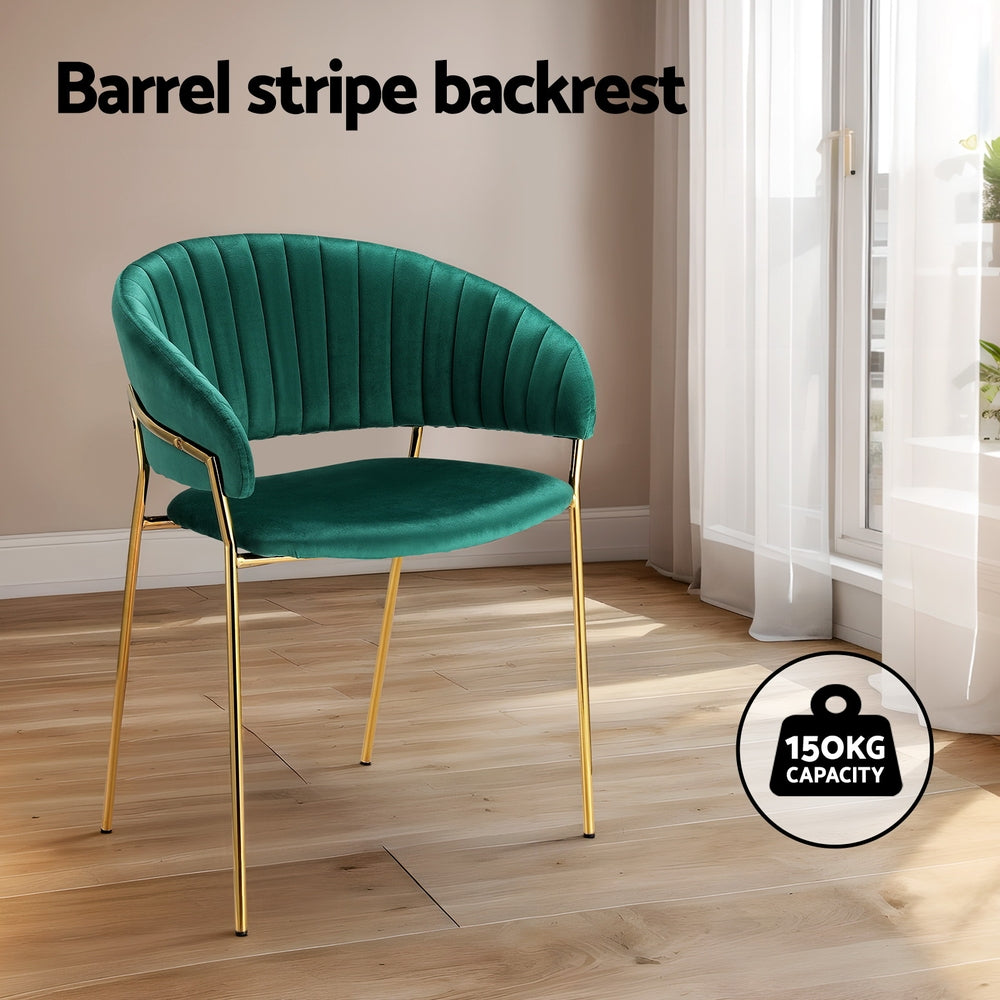 Artiss Dining Chairs Set of 4 Velvet Hollow Armchair Green - Image 4
