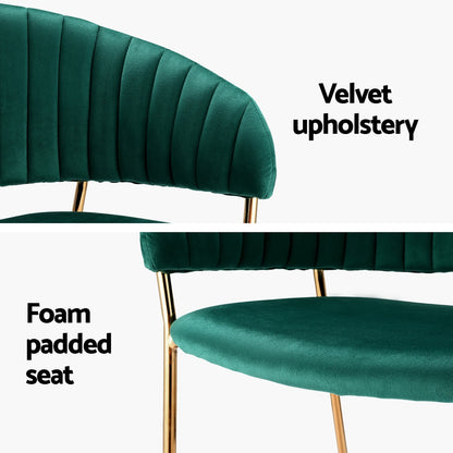 Artiss Dining Chairs Set of 4 Velvet Hollow Armchair Green - Image 5