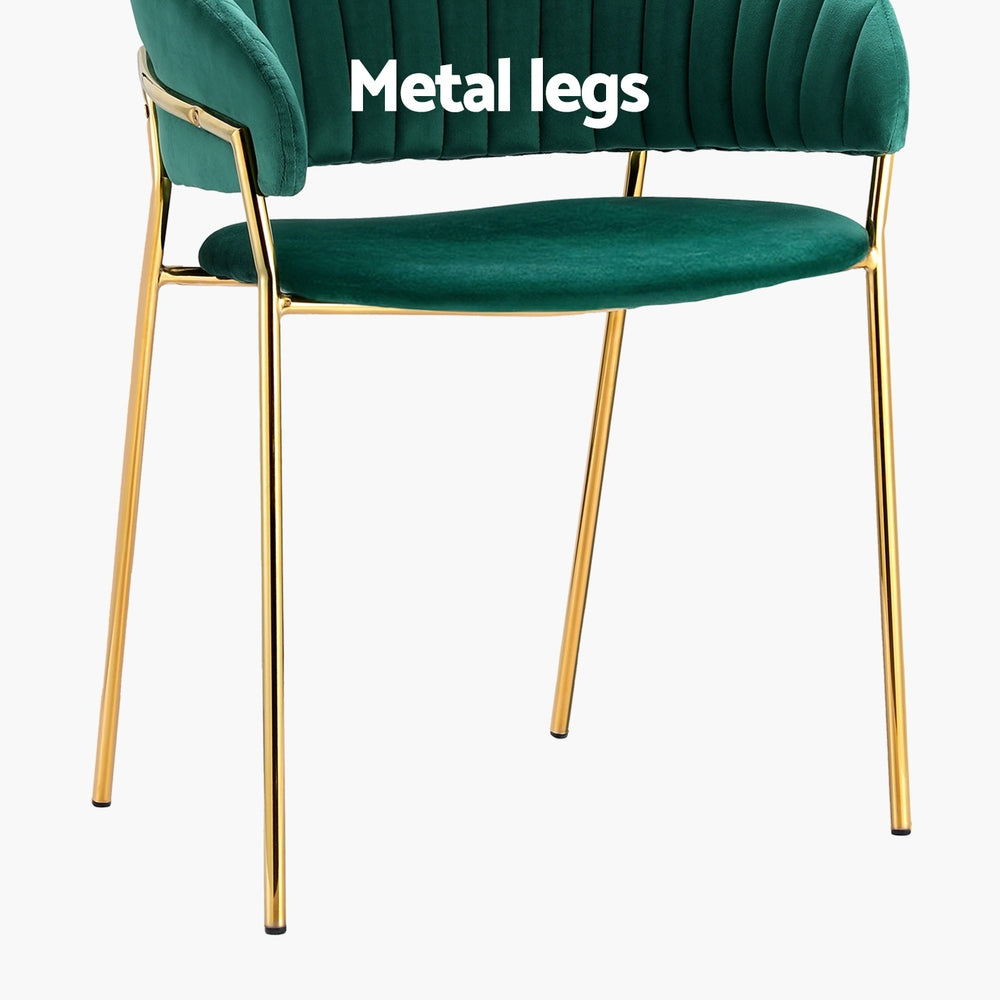 Artiss Dining Chairs Set of 4 Velvet Hollow Armchair Green - Image 6