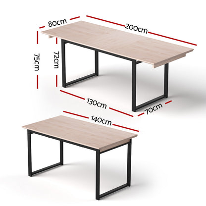 Artiss 2M Extendable Dining Table Kitchen Cafe Lounge Restaurant Tables Natural - Image 2