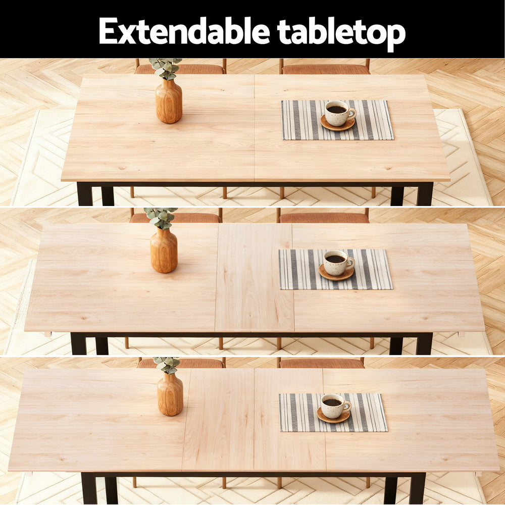 Artiss 2M Extendable Dining Table Kitchen Cafe Lounge Restaurant Tables Natural - Image 4