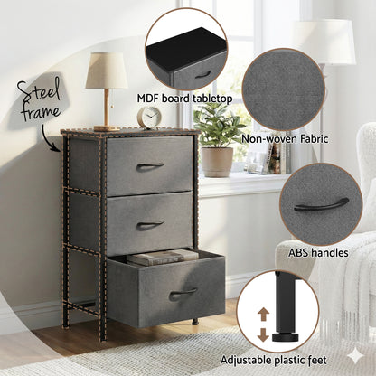 Artiss Chest of 3 Drawers Storage Dresser Tallboy Grey - Image 6