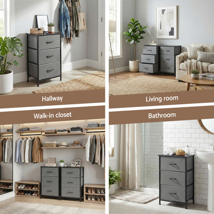 Artiss Chest of 3 Drawers Storage Dresser Tallboy Grey - Image 7
