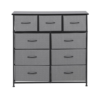 Artiss Chest of 9 Drawers Storage Dresser Tallboy Dark Grey - Image 4