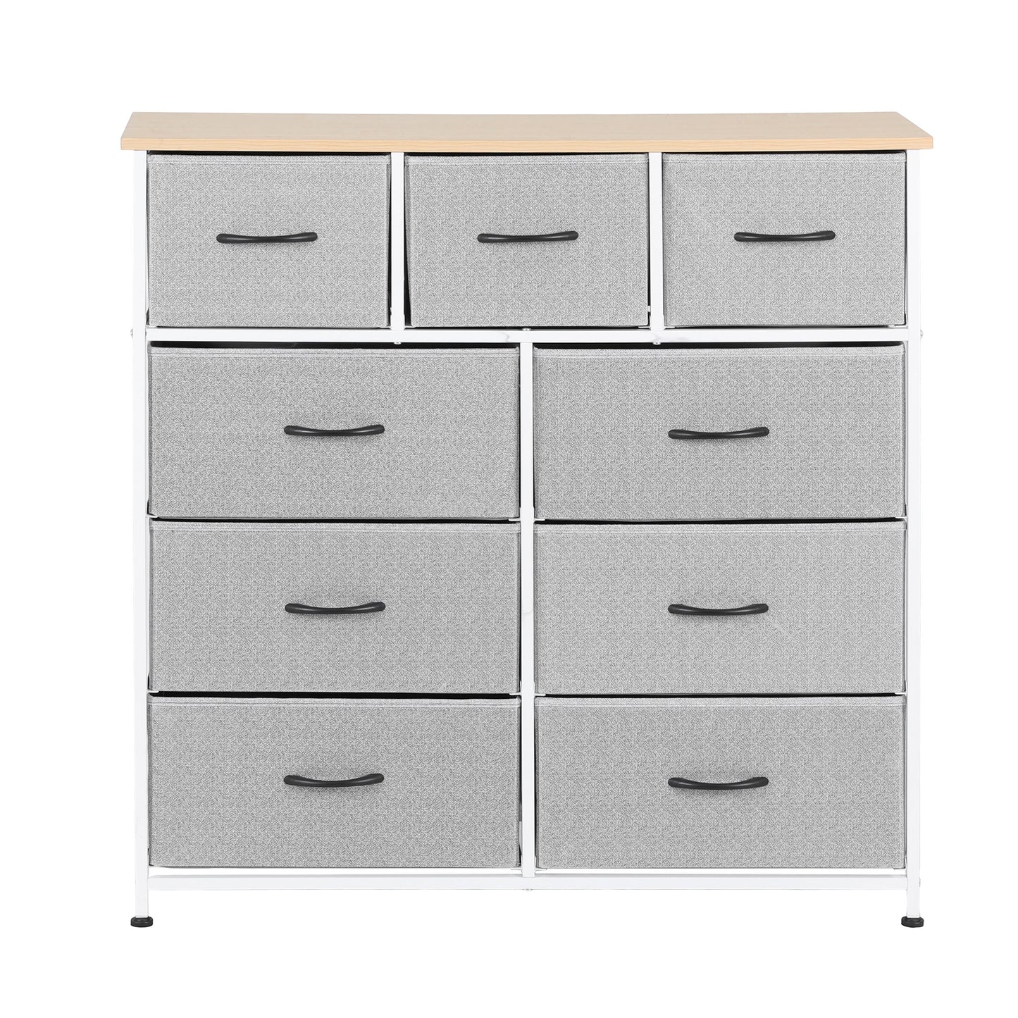 Artiss Chest of 9 Drawers Storage Dresser Tallboy Light Grey - Image 4