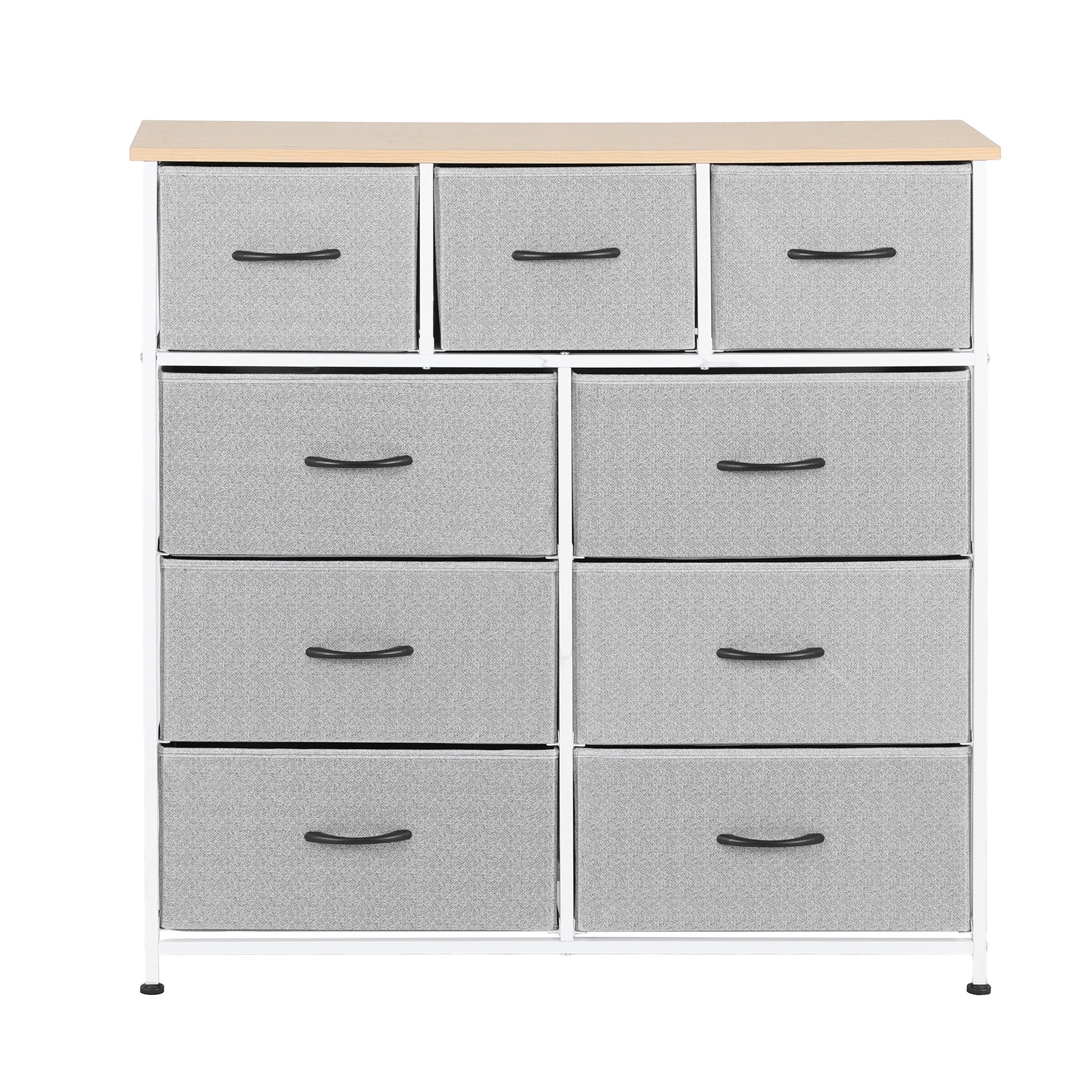 Artiss Chest of 9 Drawers Storage Dresser Tallboy Light Grey - Image 4