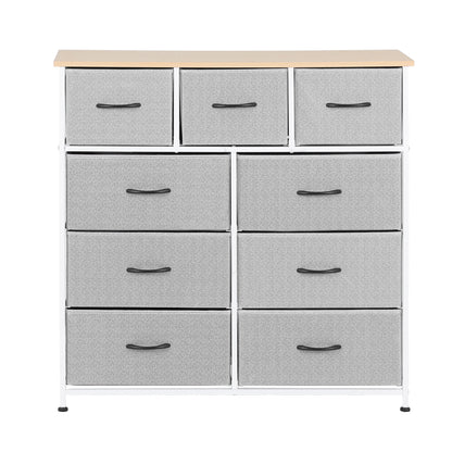 Artiss Chest of 9 Drawers Storage Dresser Tallboy Light Grey - Image 4