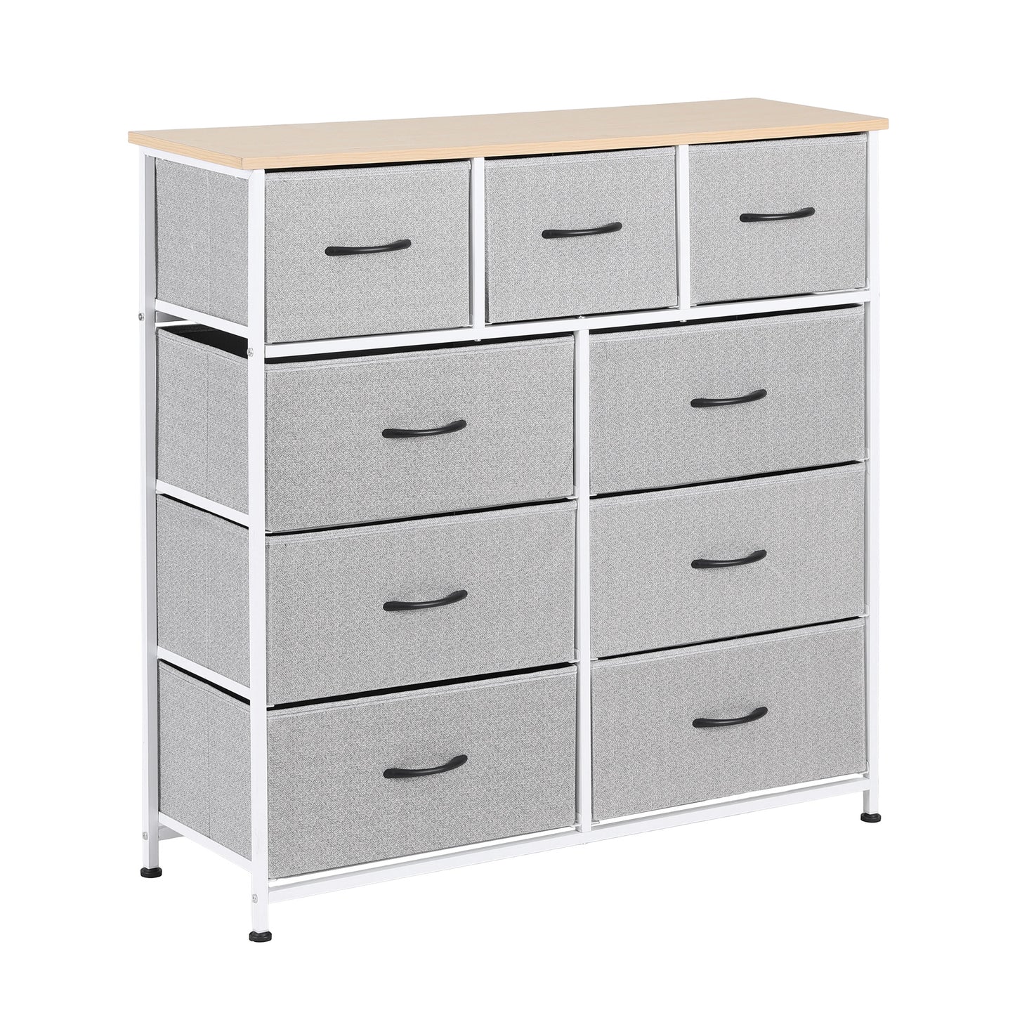 Artiss Chest of 9 Drawers Storage Dresser Tallboy Light Grey - Image 8