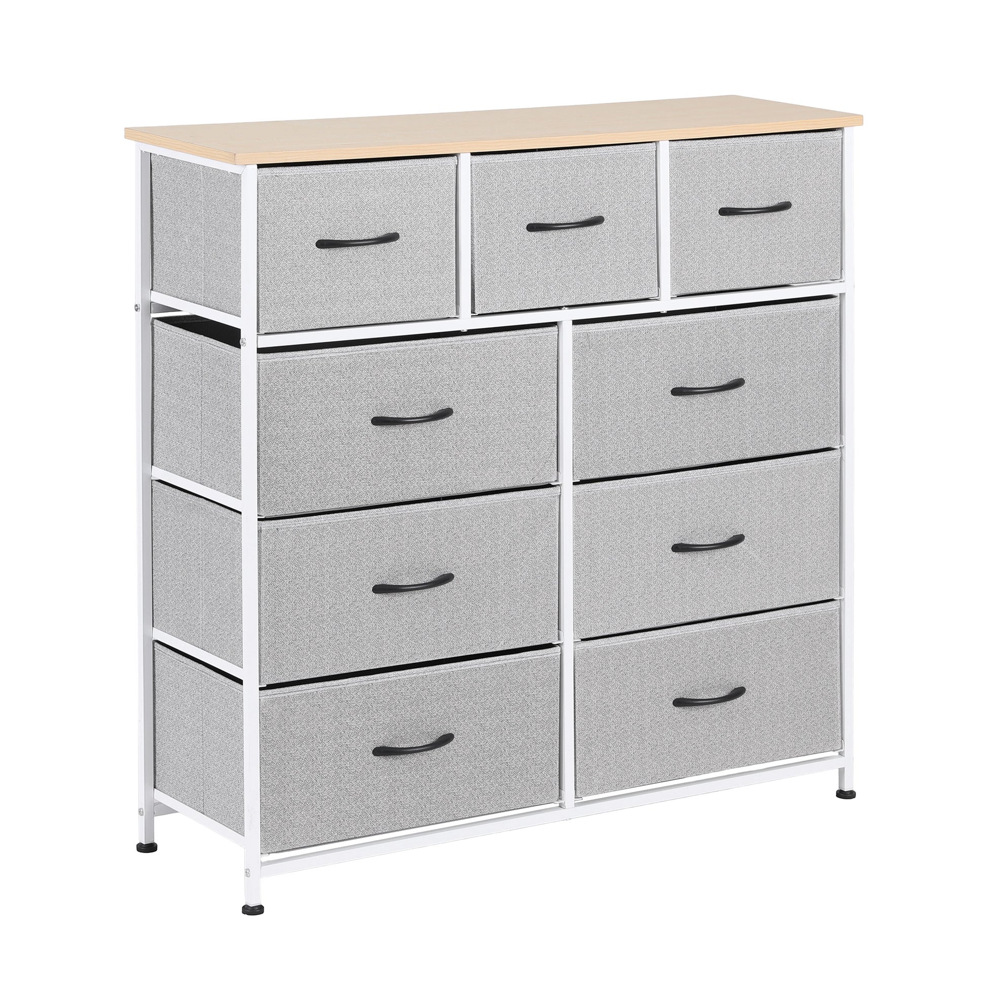 Artiss Chest of 9 Drawers Storage Dresser Tallboy Light Grey - Image 8