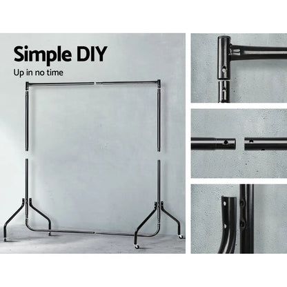 Artiss Clothes Rack Airer Coat Stand 6FT Rail Wheels - Image 6