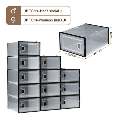 Artiss Shoe Storage Box DIY Set of 12 Stackable Black - Image 3