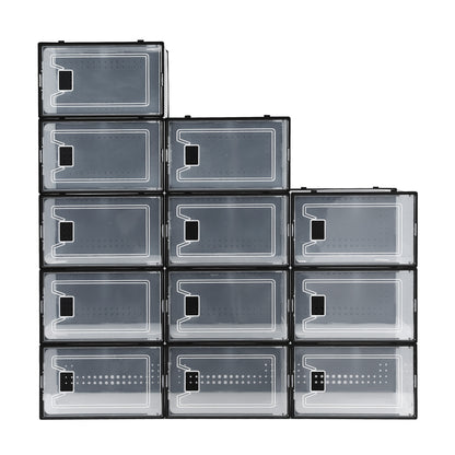 Artiss Shoe Storage Box DIY Set of 12 Stackable Black - Image 4