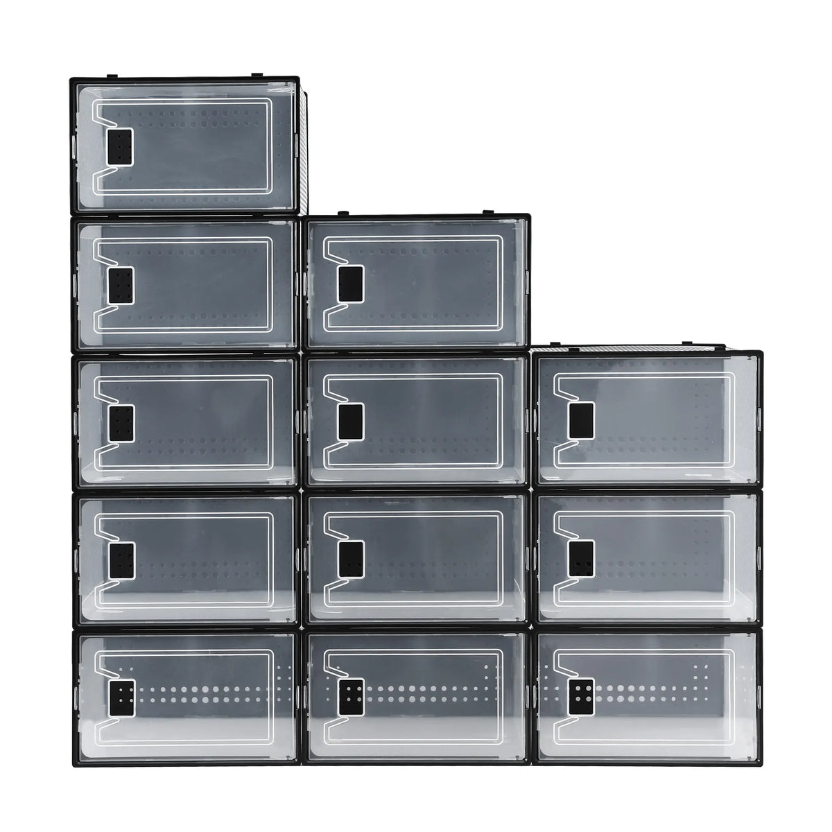 Artiss Shoe Storage Box DIY Set of 12 Stackable Black - Image 4