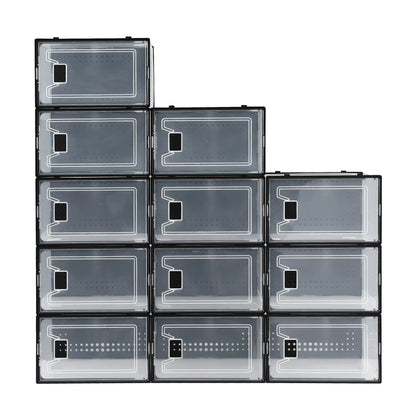 Artiss Shoe Storage Box DIY Set of 12 Stackable Black - Image 4