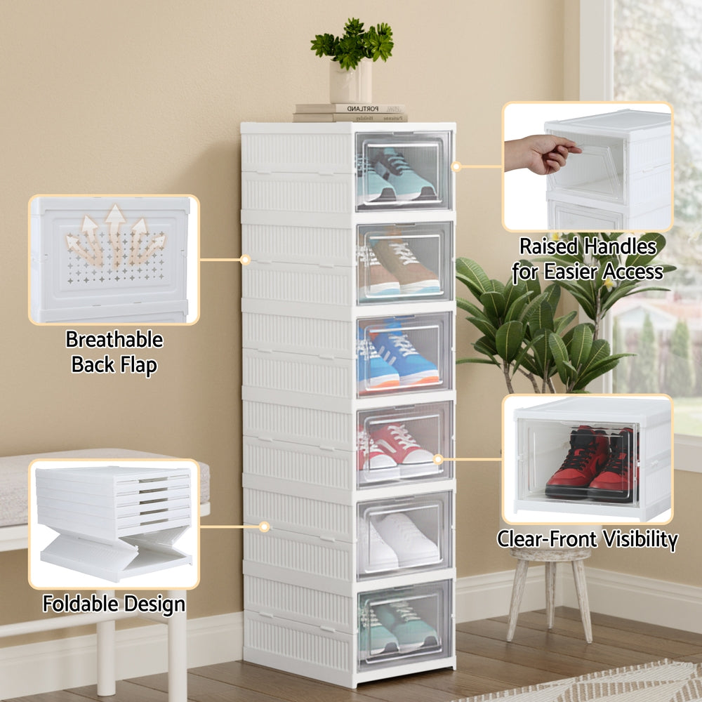 Artiss Foldable Shoe Rack Organizer 6 Tier Storage Shelf Hallway - Image 6