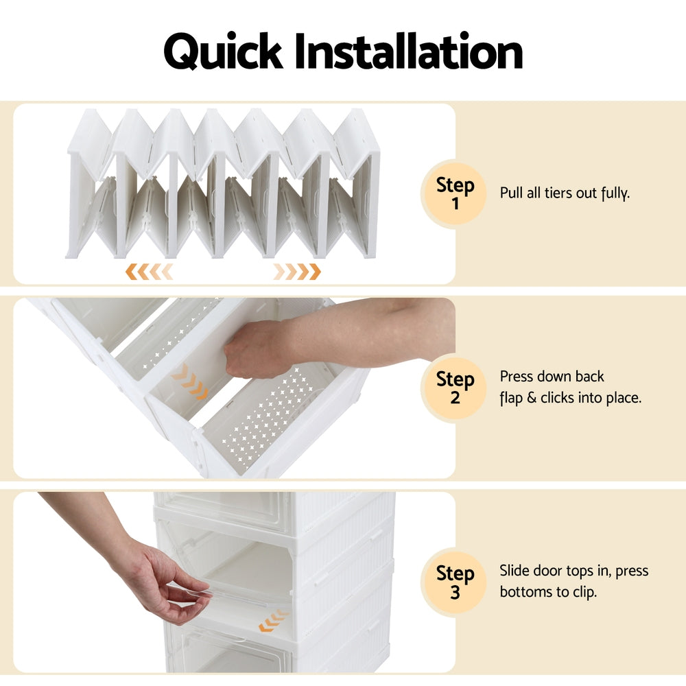 Artiss Foldable Shoe Rack Organizer 6 Tier Storage Shelf Hallway - Image 7