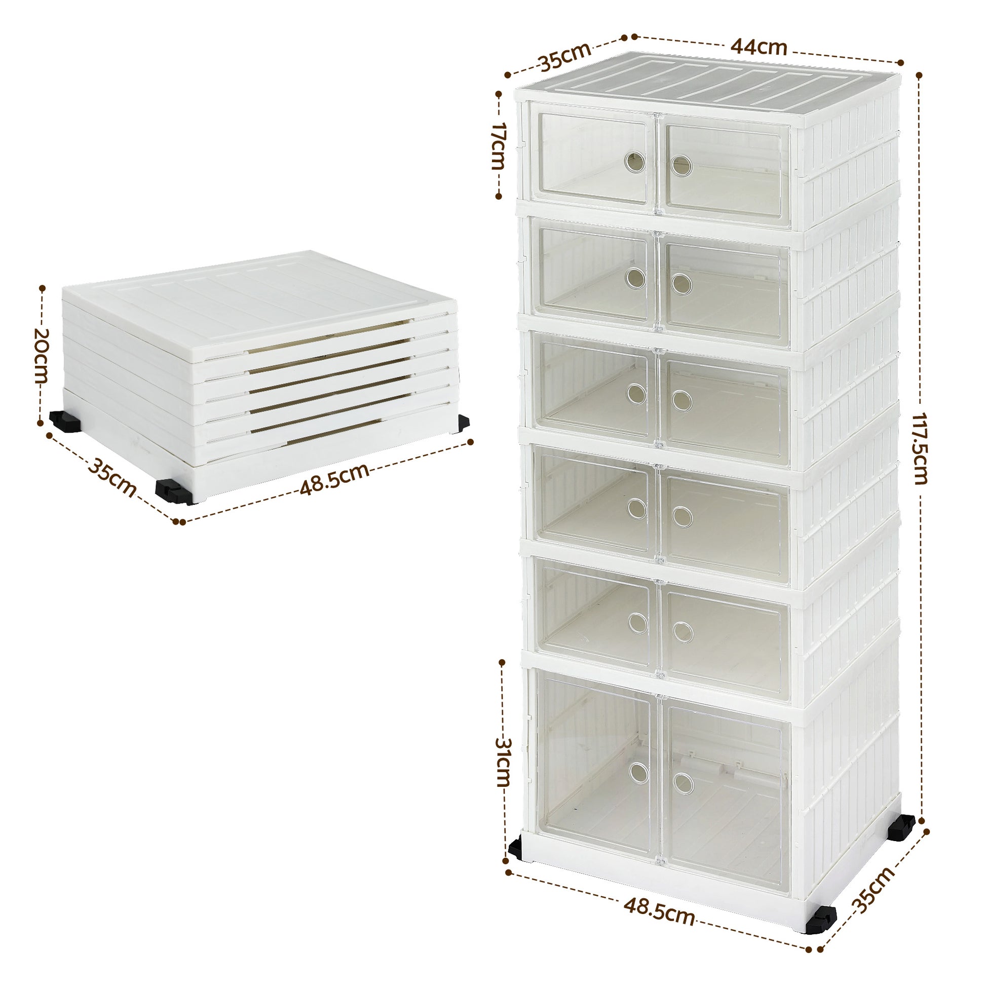 Artiss Foldable Shoe Storage Box 6 Tier 12 Pairs Entryway - Image 3
