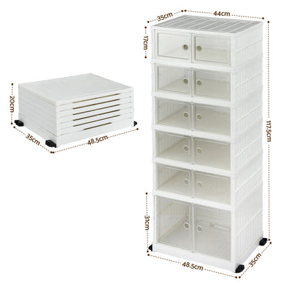 Artiss Foldable Shoe Storage Box 6 Tier 12 Pairs Entryway - Image 3