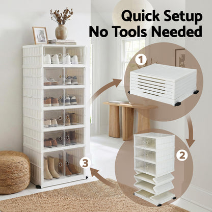 Artiss Foldable Shoe Storage Box 6 Tier 12 Pairs Entryway - Image 6