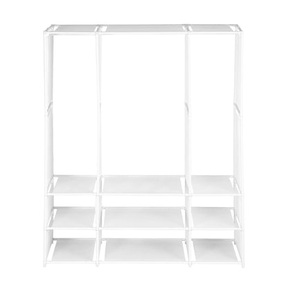 Artiss Large Portable Clothes Closet Wardrobe with Open Shelf White - Image 4