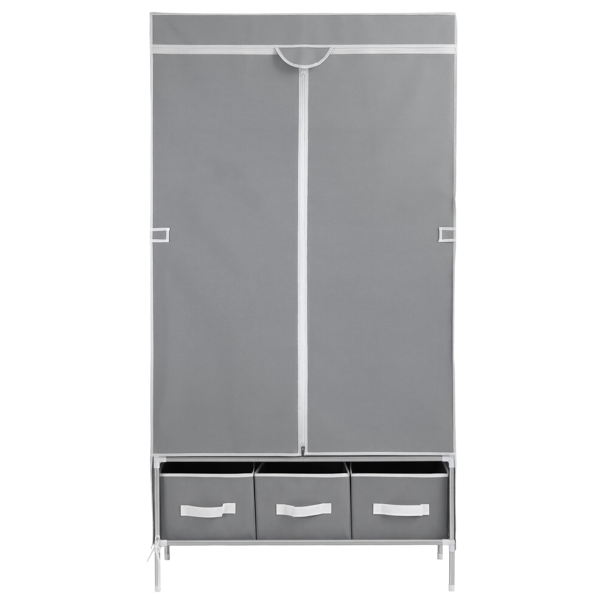 Artiss Large Portable Clothes Closet Wardrobe with Tiebacks Grey - Image 4