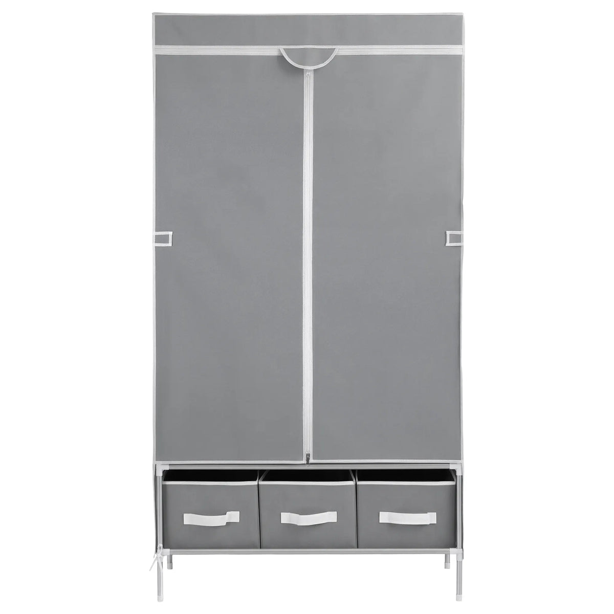 Artiss Large Portable Clothes Closet Wardrobe with Tiebacks Grey - Image 4