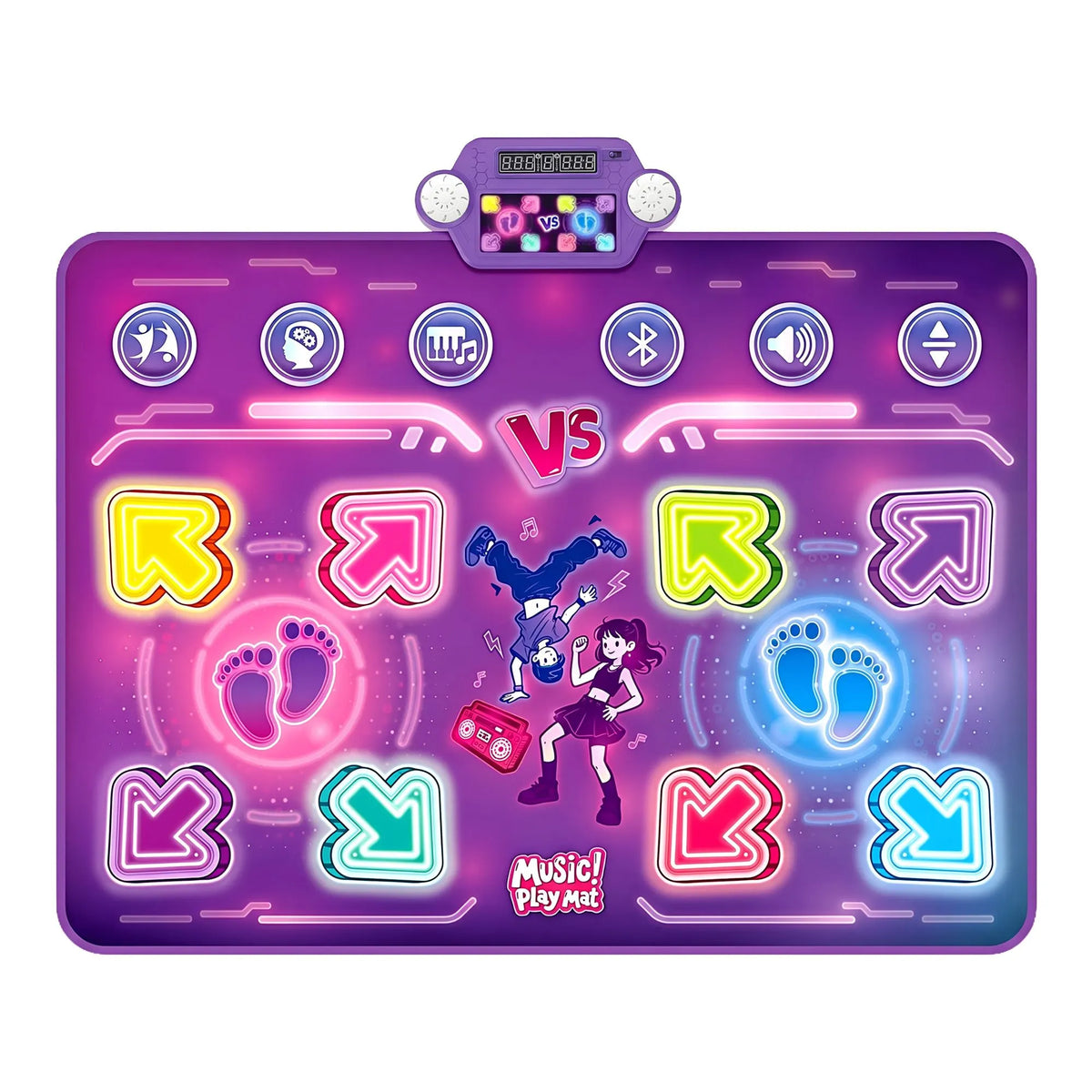 Keezi Double Player Dance Mat for Kid Rechargeable Electronic Dance Game Pad with Bluetooth, 4 Modes - Image 4