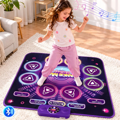 Keezi Dance Mat Toy for Kids Age 3-12 Electronic Dance Pad with Bluetooth 4 Game Modes Purple