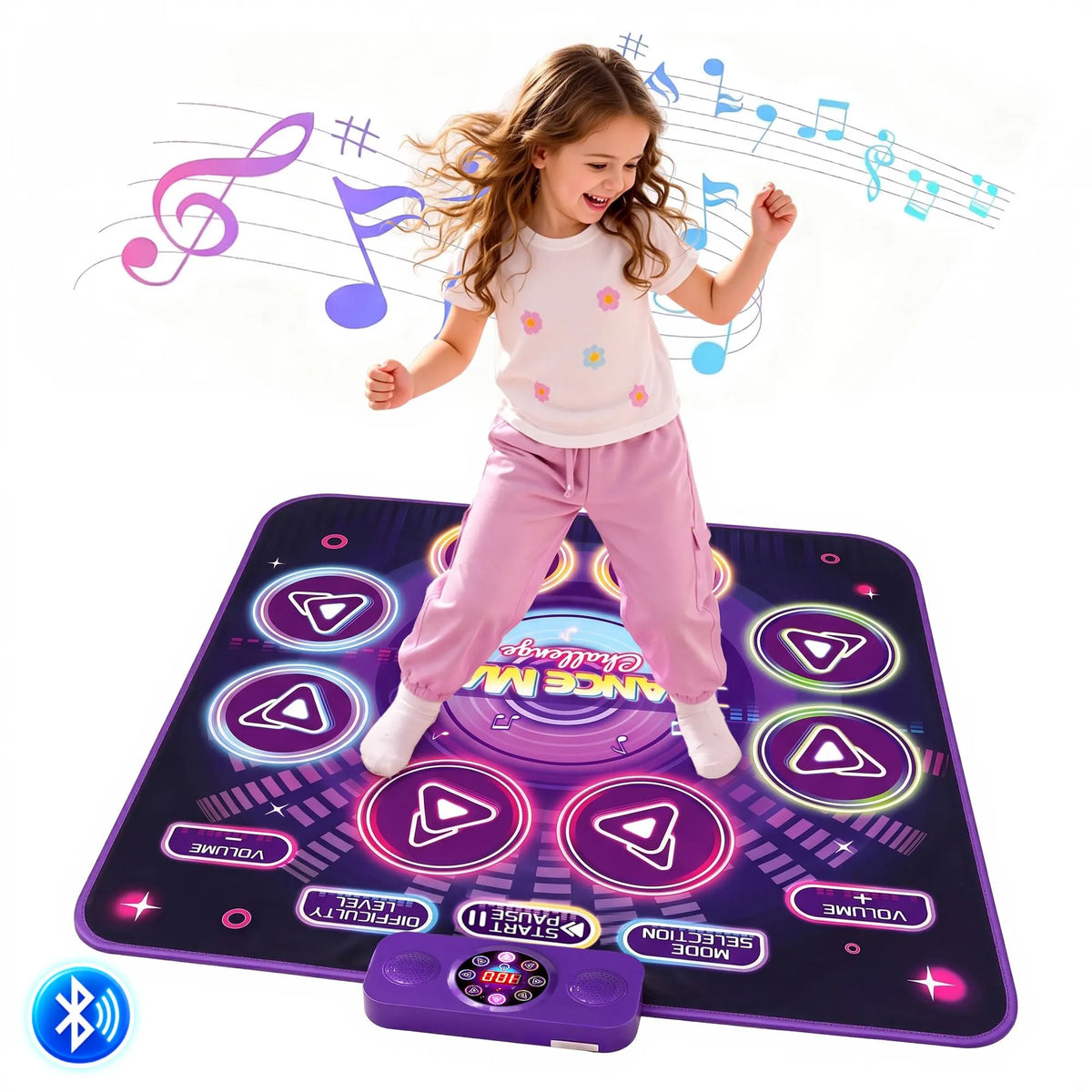 Keezi Dance Mat Toy for Kids Age 3-12 Electronic Dance Pad with Bluetooth 4 Game Modes Purple - Image 2