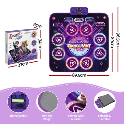 Keezi Dance Mat Toy for Kids Age 3-12 Electronic Dance Pad with Bluetooth 4 Game Modes Purple - Image 3