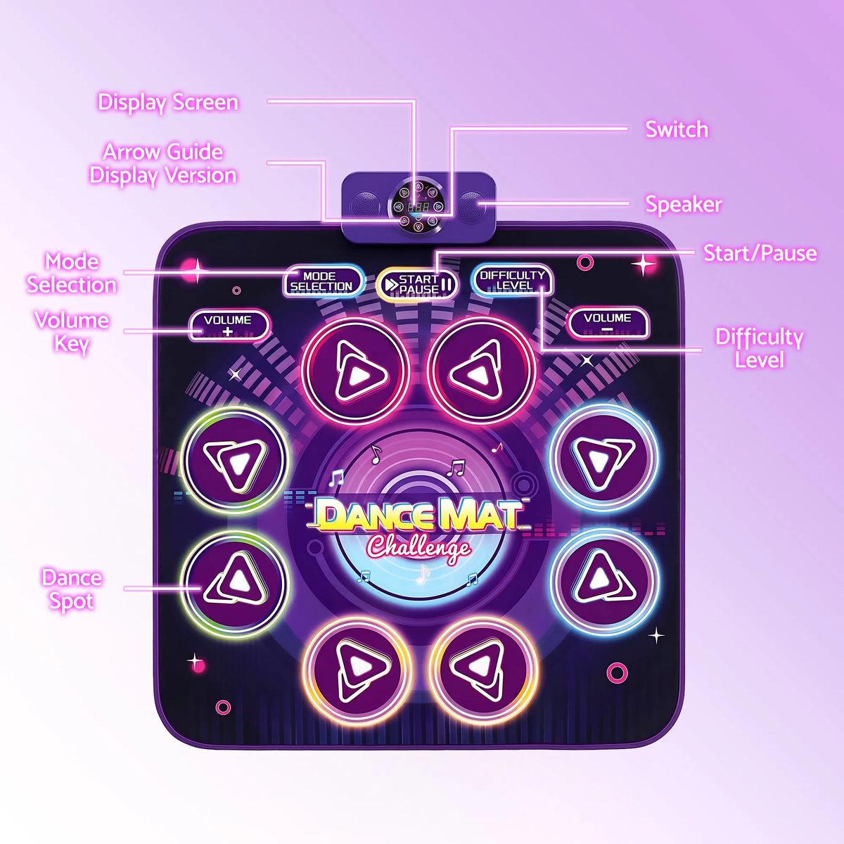 Keezi Dance Mat Toy for Kids Age 3-12 Electronic Dance Pad with Bluetooth 4 Game Modes Purple - Image 9