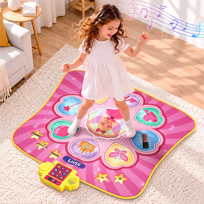 Keezi Dance Mat for Kids Age 3-12 Electronic Dance Game Pad Toy with 3 Game Modes, Pink