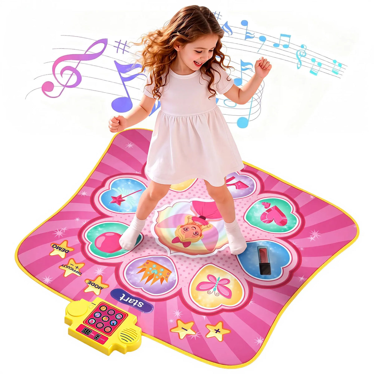 Keezi Dance Mat for Kids Age 3-12 Electronic Dance Game Pad Toy with 3 Game Modes, Pink - Image 2