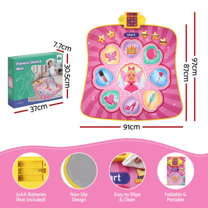 Keezi Dance Mat for Kids Age 3-12 Electronic Dance Game Pad Toy with 3 Game Modes, Pink - Image 3