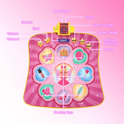 Keezi Dance Mat for Kids Age 3-12 Electronic Dance Game Pad Toy with 3 Game Modes, Pink - Image 9