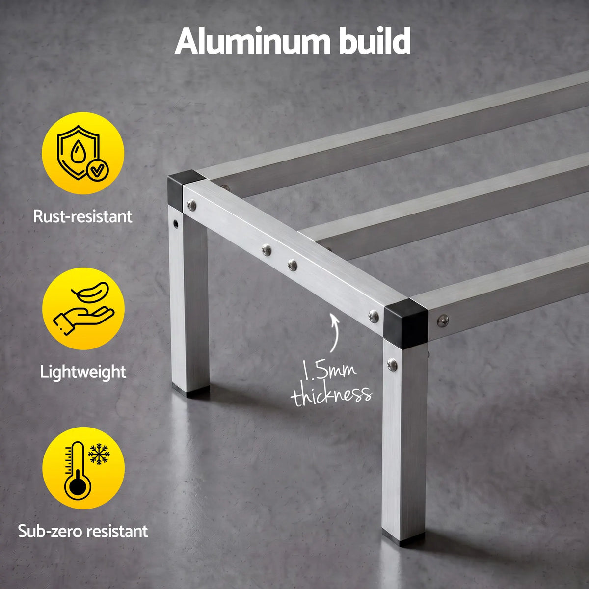 Giantz 61x36cm Aluminum Dunnage Rack Heavy Duty Kitchen Storage Platform - Image 4