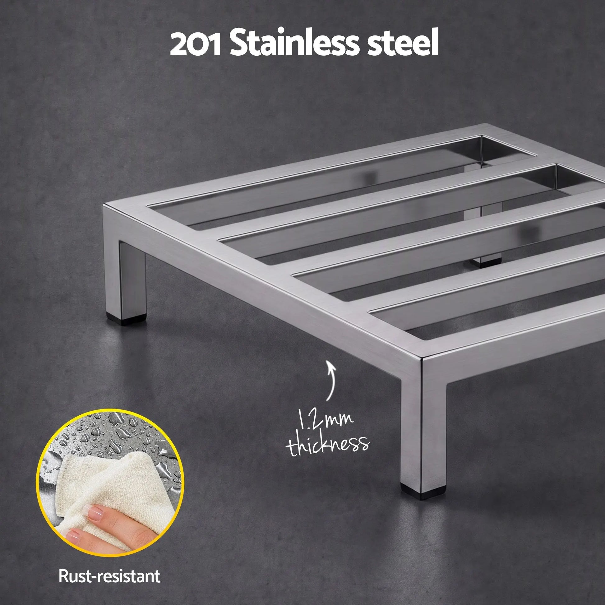 Giantz 35x35cm Dunnage Rack 2-Pack Stainless Steel Kitchen Floor Stand - Image 4