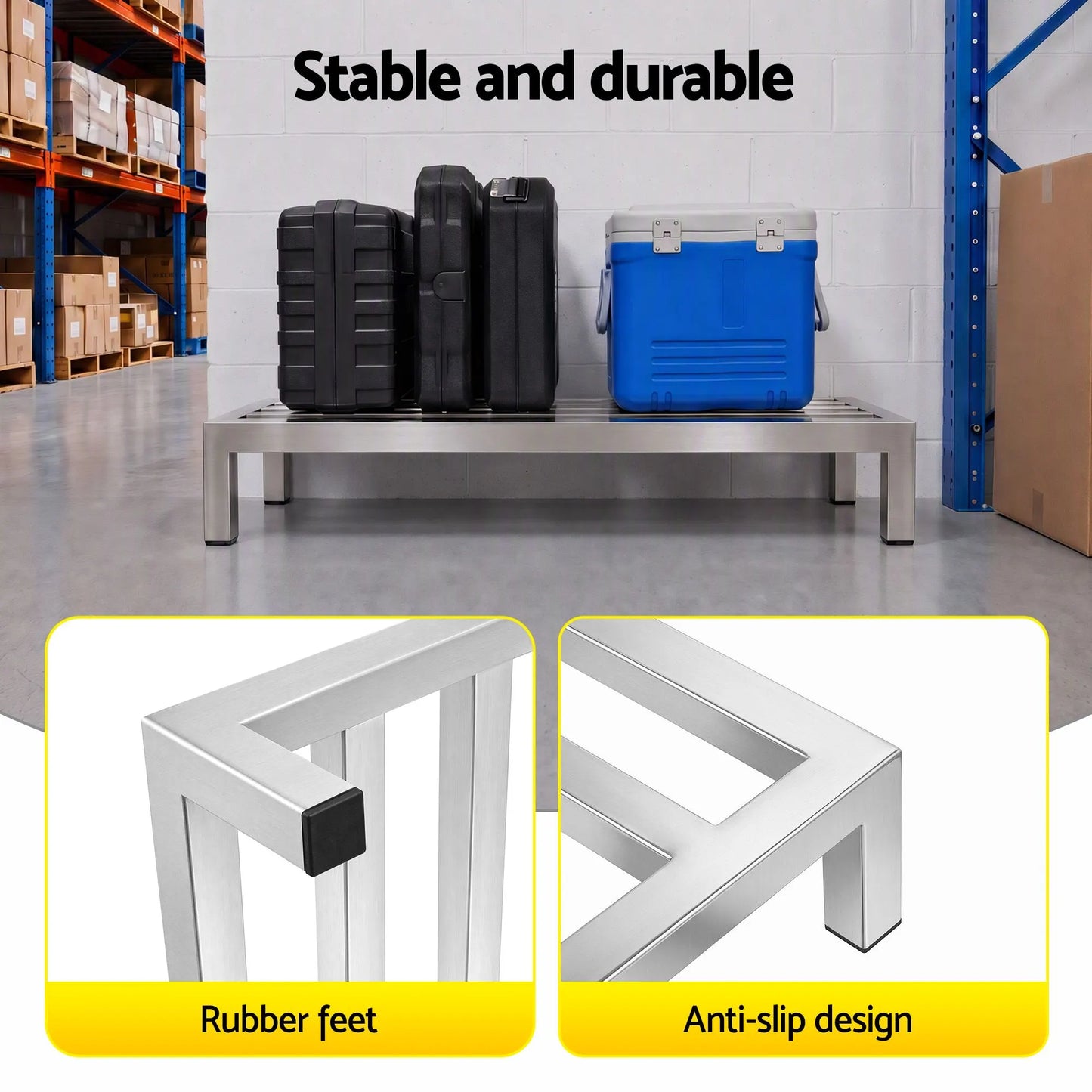 Giantz 60x35cm Dunnage Rack 2-Pack Stainless Steel Kitchen Floor Stand - Image 6
