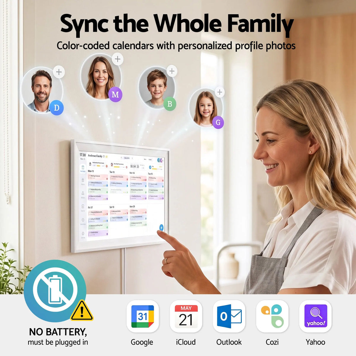 Artiss 10" Digital Calendar Planner Smart Photo Frame Family Chore Chart & Sync - Image 3