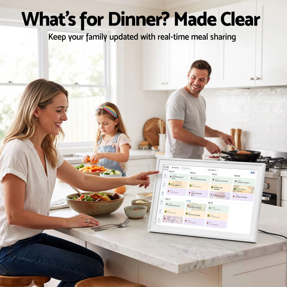 Artiss 15.6" Digital Calendar Planner Smart Photo Frame Family Chore Chart & Sync - Image 4