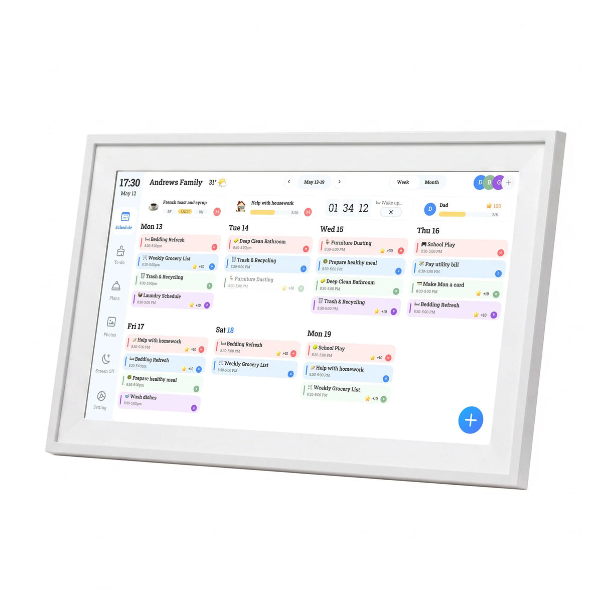 Artiss 15.6" Digital Calendar Planner Smart Photo Frame Family Chore Chart & Sync - Image 9