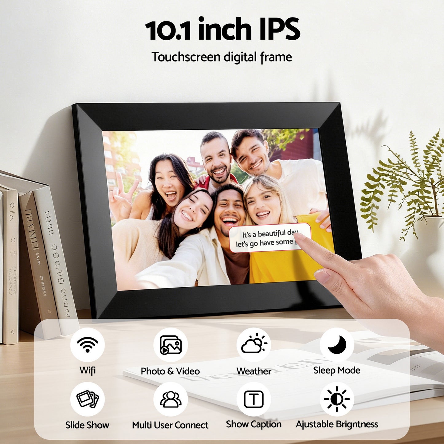 Artiss Digital Photo Frame 10.1 Inch WIFI Touch-Screen Picture Video Player 32G - Image 4
