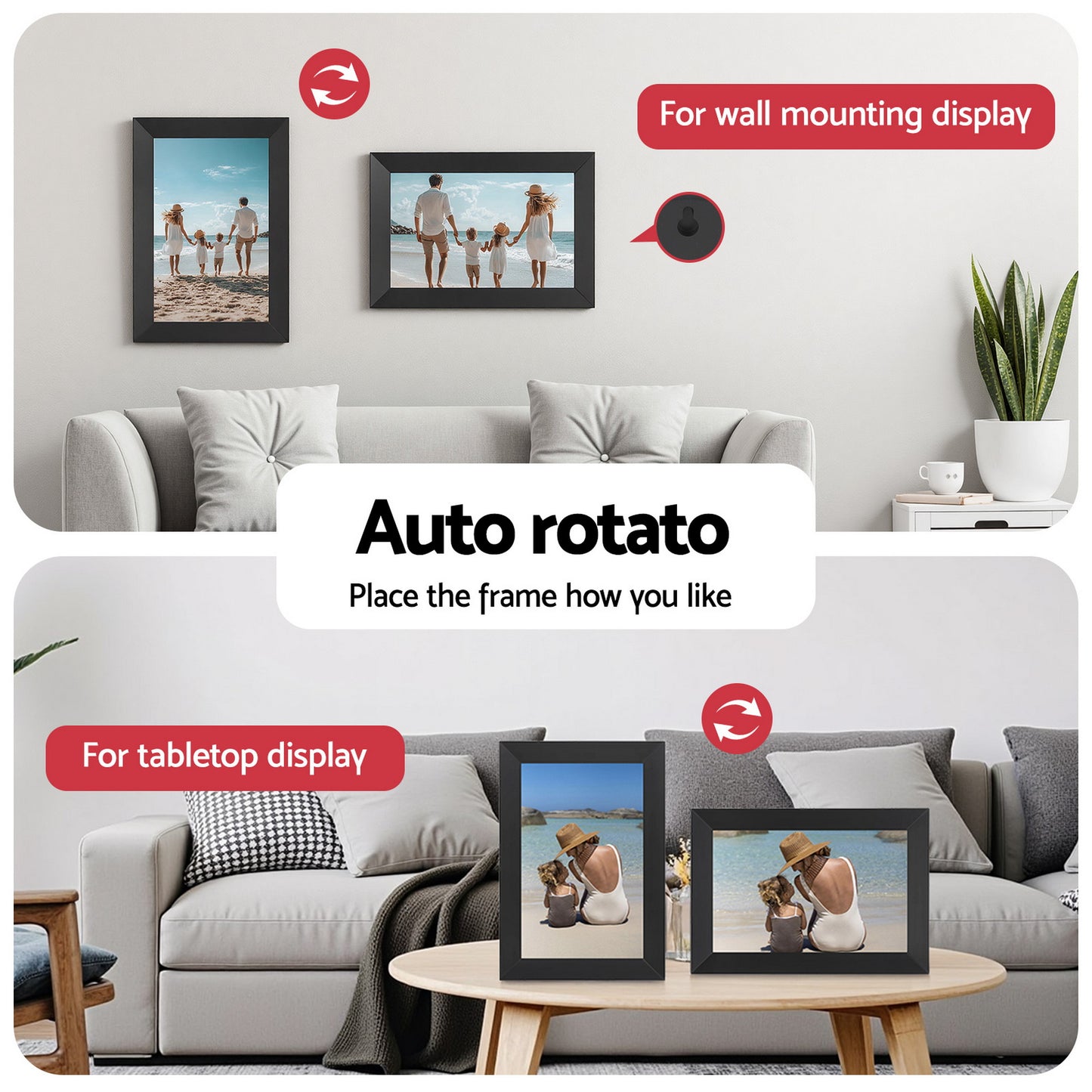 Artiss Digital Photo Frame 10.1 Inch WIFI Touch-Screen Picture Video Player 32G - Image 6