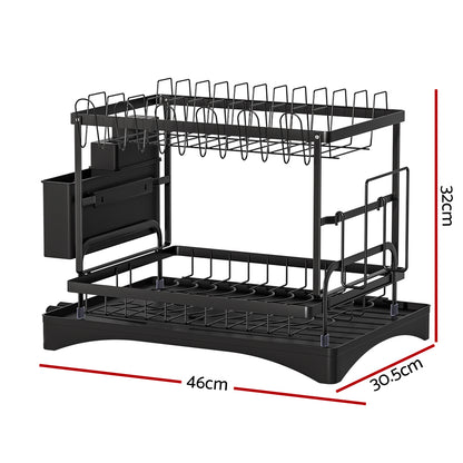 Cefito Dish Rack Expandable Drying Drainer Cutlery Holder Tray Kitchen 2 Tiers - Image 2