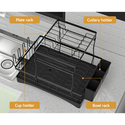 Cefito Dish Rack Expandable Drying Drainer Cutlery Holder Tray Kitchen 2 Tiers - Image 4