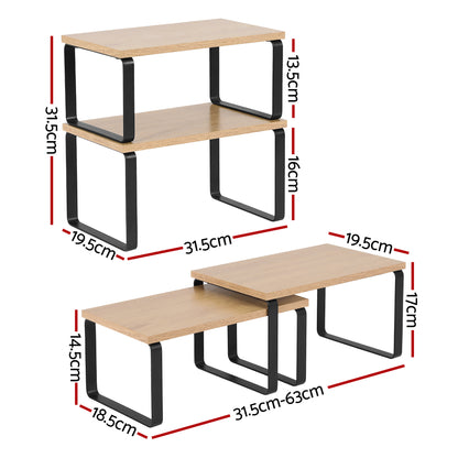 Cefito Kitchen Storage Shelves Rack Cupboard Cabinet Organiser Set of 2 - Image 2