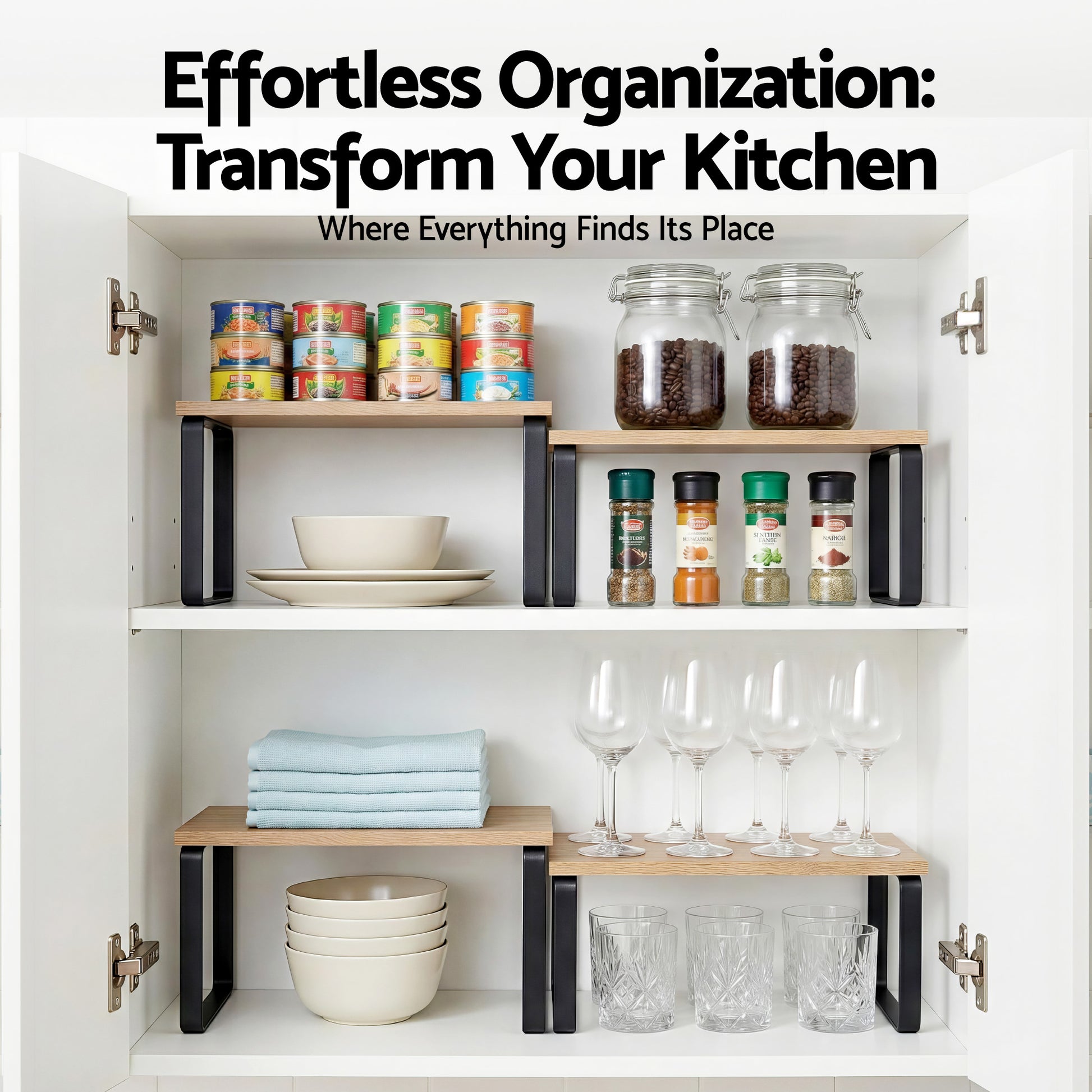 Cefito Kitchen Storage Shelves Rack Cupboard Cabinet Organiser Set of 2 - Image 5