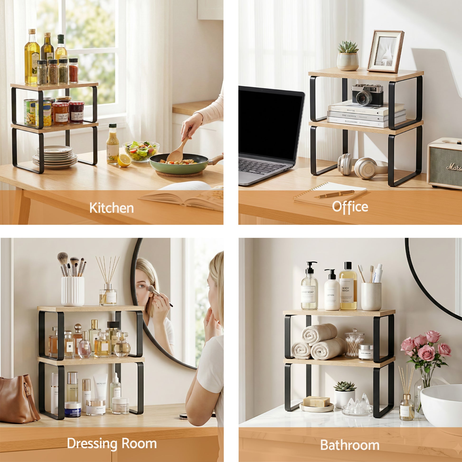Cefito Kitchen Storage Shelves Rack Cupboard Cabinet Organiser Set of 2 - Image 7