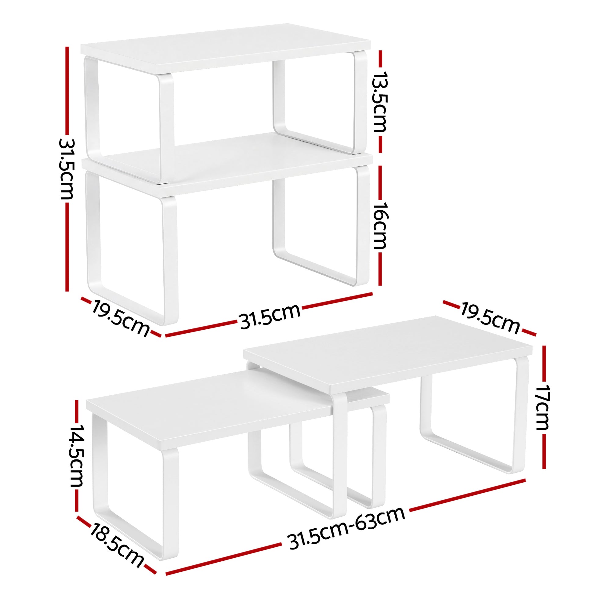 Cefito Kitchen Storage Shelves Rack Cupboard Cabinet Organiser Set of 2 - Image 2
